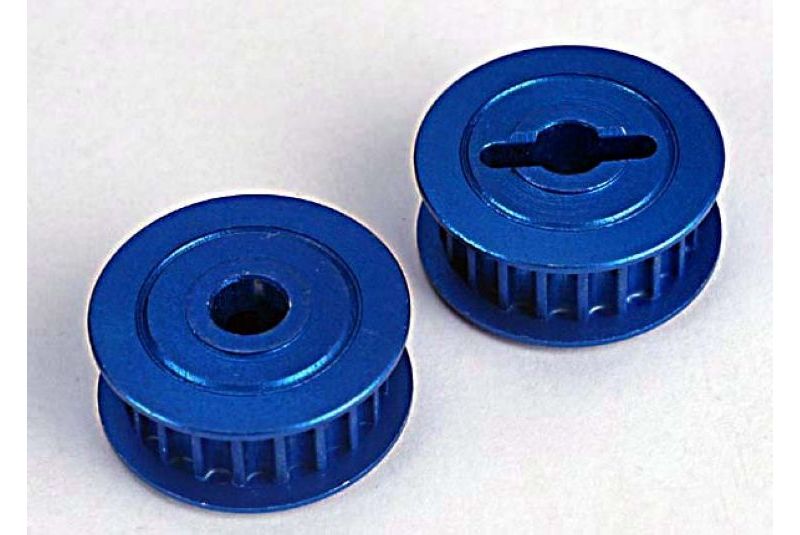 Pulleys, 20-groove (middle)(blue-anodized, light-weight aluminum) (2)/ flanges (2)
