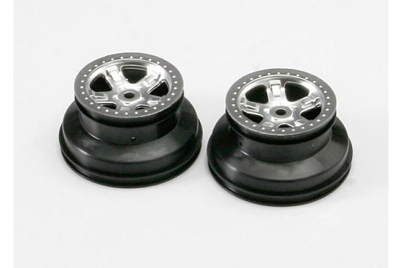 Wheels, SCT satin chrome, beadlock style, dual profile (2.2'' outer 3.0'' inner)