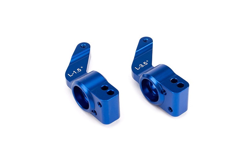 Axle carriers, rear, 6061-T6 aluminum, left & right (blue-anodized)
