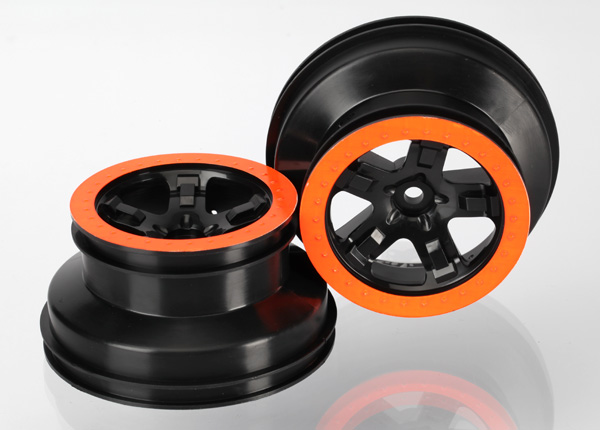 Диски, SCT black, orange beadlock style, dual profile (2.2' outer, 3.0' inner) (4WD f:r, 2WD rear)