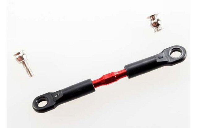 Turnbuckle, aluminum (red-anodized), camber link, front, 39mm (1) (assembled w/rod ends)/hollow ball