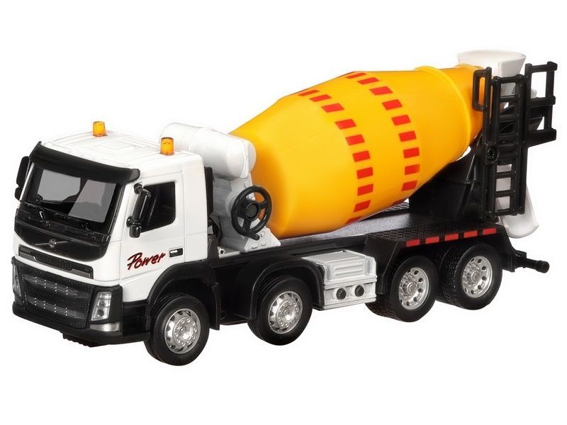 Машина ''АВТОПАНОРАМА'' Volvo бетономешалка, белый, 1/50, свет, звук, в/к 28*14*10 см