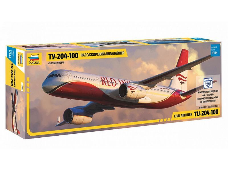 Сборная модель ZVEZDA Пассажирский авиалайнер Ту-204-100, 1/144