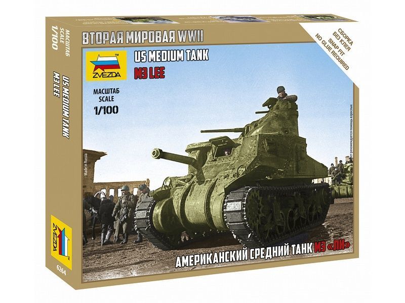 Сборная модель ZVEZDA Американский средний танк ''Ли'' М3, 1/100