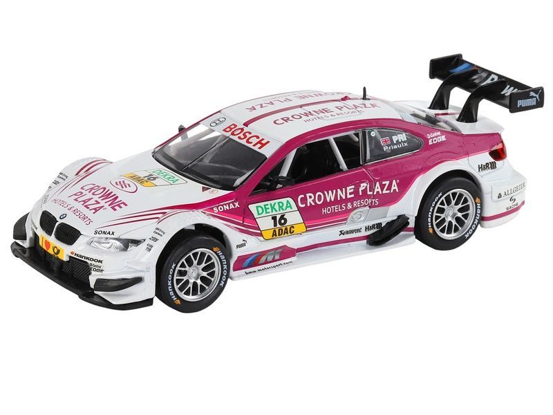 Машина ''АВТОПАНОРАМА'' BMW M3 DTM, белый-розовый, 1/32, свет, звук, инерция, в/к 17,5*13,5*9 см
