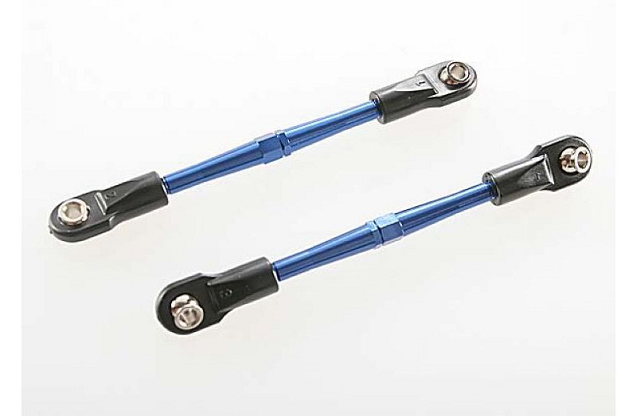 Turnbuckles, aluminum (blue-anodized), toe links, 59mm (2) (assembled w/ rod ends & hollow balls
