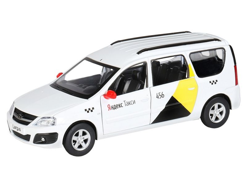 Машина ''АВТОПАНОРАМА'' Яндекс.Такси LADA LARGUS, белый, 1/24, свет, звук, в/к 24,5*12,5*10,5 см