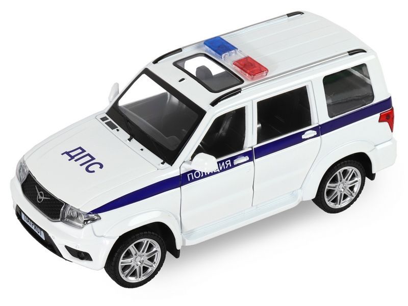 Машина ''АВТОПАНОРАМА'' УАЗ PATRIOT Полиция, 1/26, свет, звук, инерция, в/к 24,5*12,5*10,5 см
