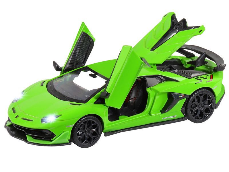 Машина АВТОПАНОРАМА Lamborghini SVJ, 1/32, зеленый, откр. двери, свет, звук, в/к 17,5*12,5*6,5 см