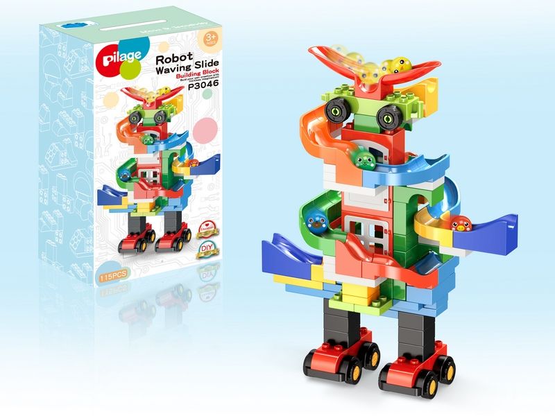 Конструктор детский  Pilage Веселый робот (115 деталей), с желобками и шариками