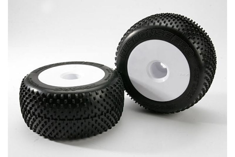 Tires & wheels, assembled, glued (white dished 3.8'' wheels, Response Pro tires, foam