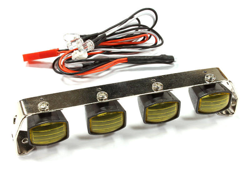 Realistic Roof Top Sport LED (4) Light Set 107mm Wide for 1/10 Scale Off-Road Vehicles