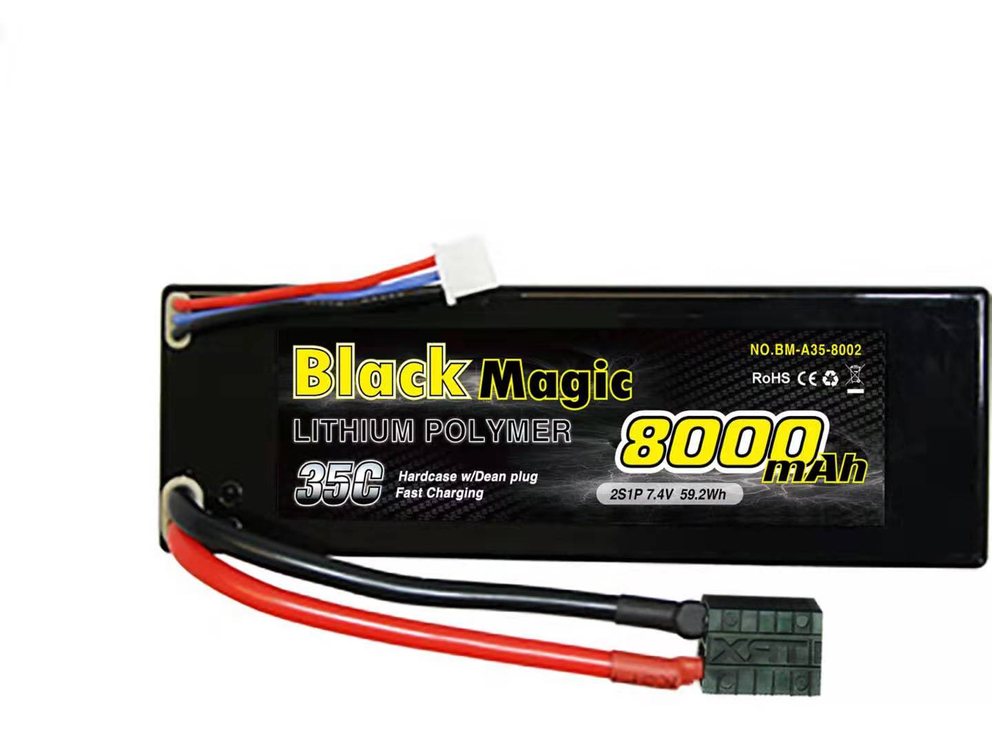 Аккумулятор Black Magic LiPo 35C/8000mah/7.4V ,2S2P(hardcase w/Traxxas Plug)