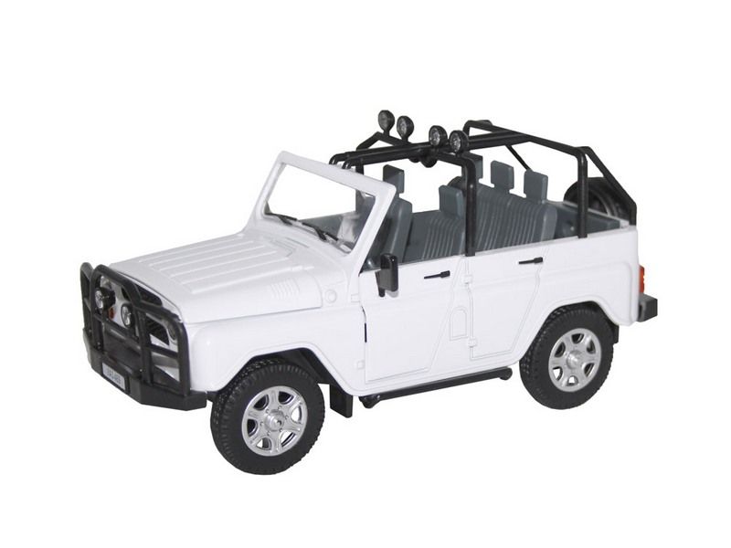 Машина ''АВТОПАНОРАМА'' УАЗ-469, 1/24, белый, свет, звук, инерция, в/к 22*12*11 см
