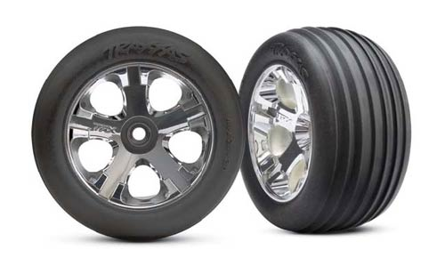Tires & wheels, assembled, glued (2.8'')(All-Star chrome wheels, Ribbed tires, foam in