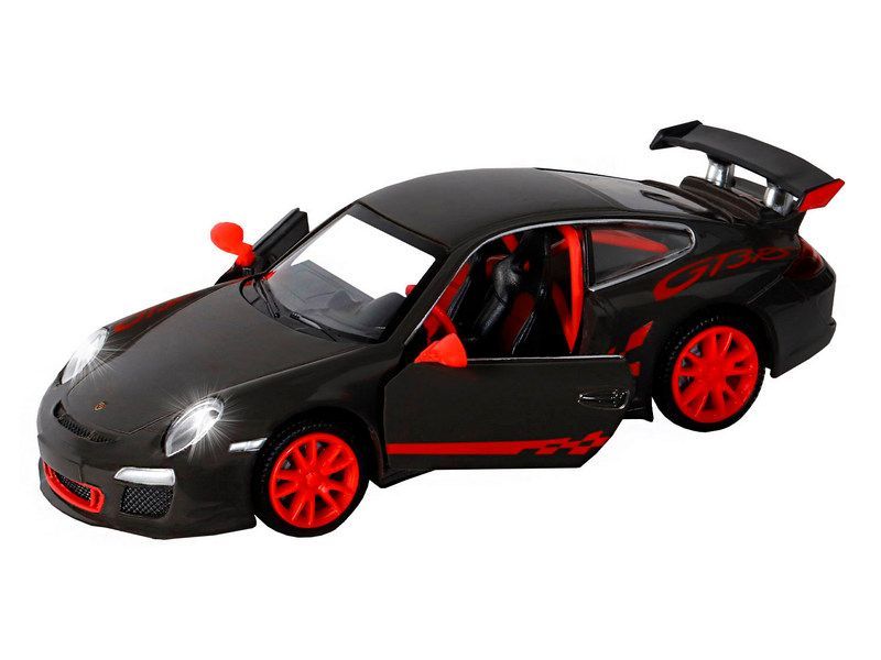 Машина АВТОПАНОРАМА Porsche 911 GT3 Cup, 1/32, темно-серый, свет, звук, в/к 17,5*13,5*9 см