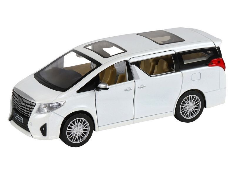 Машина ''АВТОПАНОРАМА'' Toyota Alphard, белый, 1/29, свет, звук, инерция, в/к 20*10*11 см