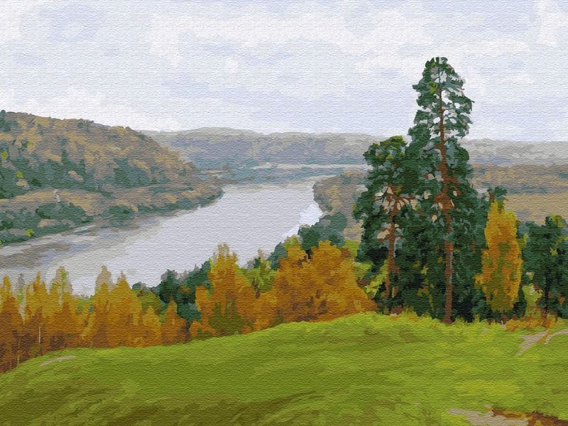 Картина по номерам 40х50 Бузин. Осень на оке (28 цветов)