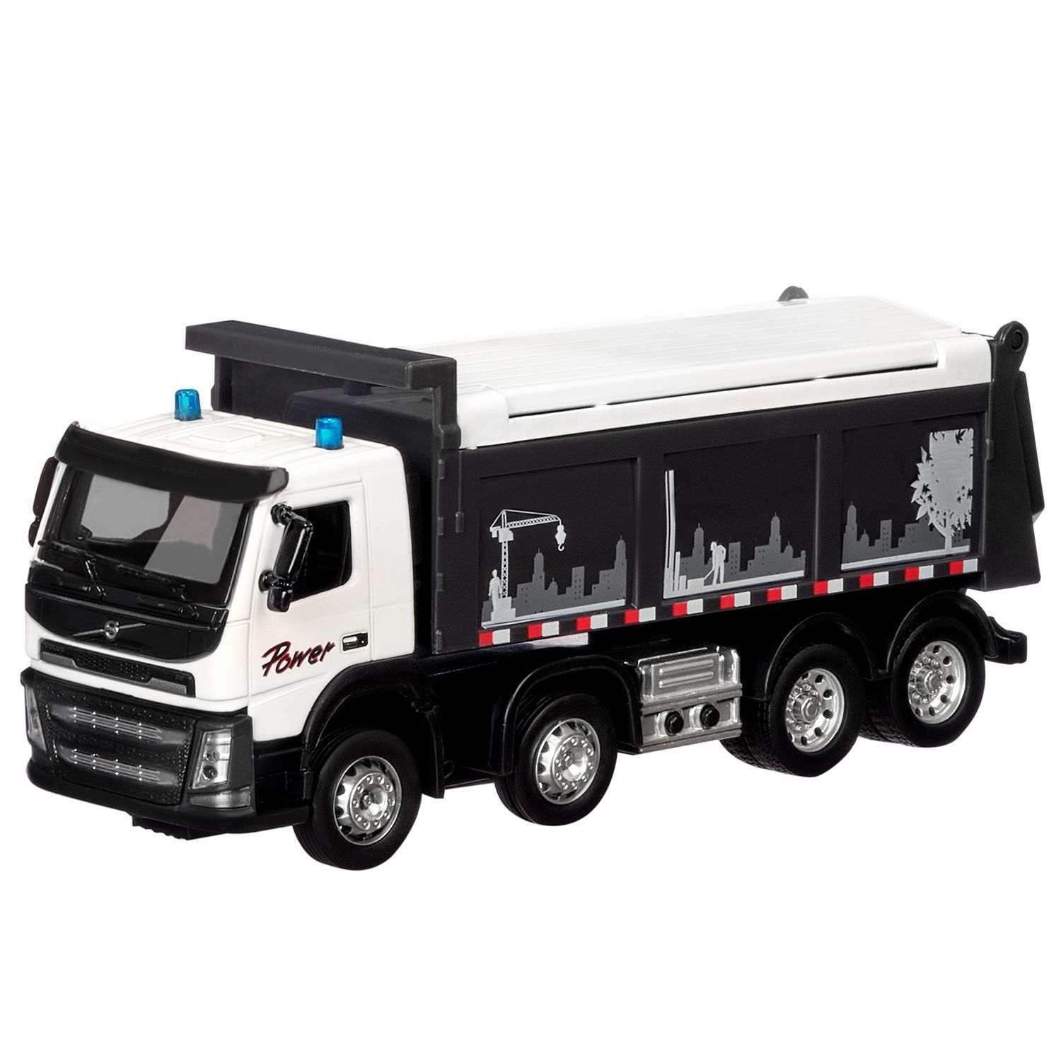 Машина ''АВТОПАНОРАМА'' Volvo самосвал, белый, 1/50, свет, звук, в/к 28*14*10 см
