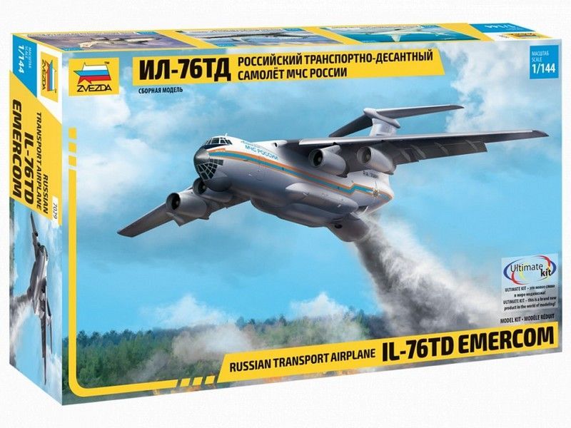 Сборная модель ZVEZDA Российский транспортно-десантный самолет Ил-76 ТД МЧС России, 1/144