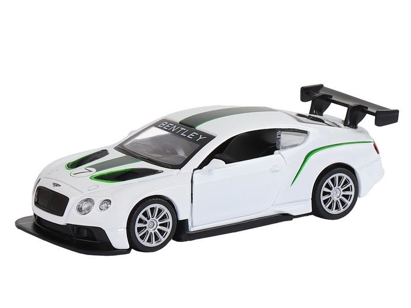 Машина ''АВТОПАНОРАМА'' Bentley Continental GT3, белый, 1/43, инерция, в/к 17,5*12,5*6,5 см