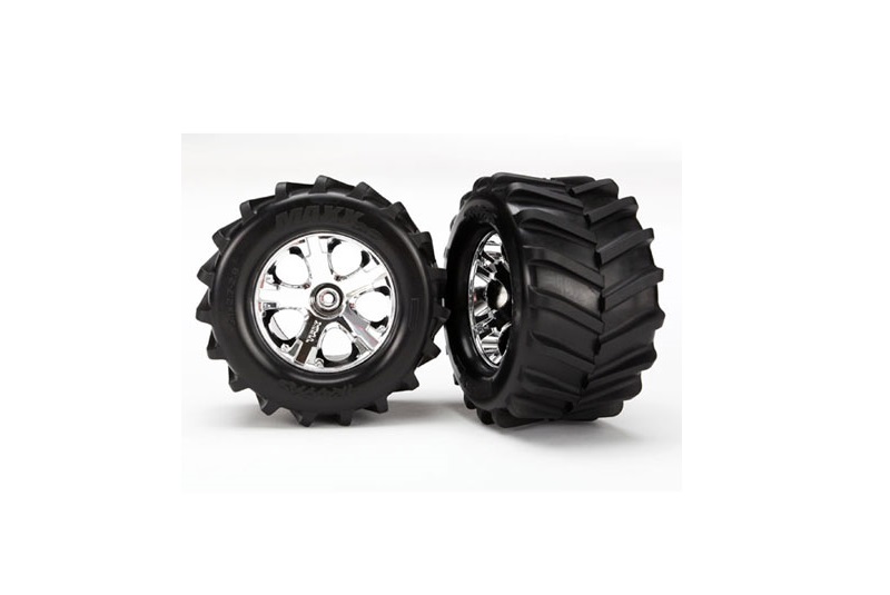 Tires and wheels, assembled, glued 2.8'' (All-Star chrome wheels, Maxx tires, foam inserts