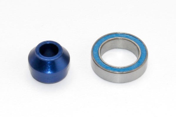Bearing adapter, 6160-T6 aluminum (blue-anodized) (1)/10x15x4mm ball bearing (blue rubber sealed) (1