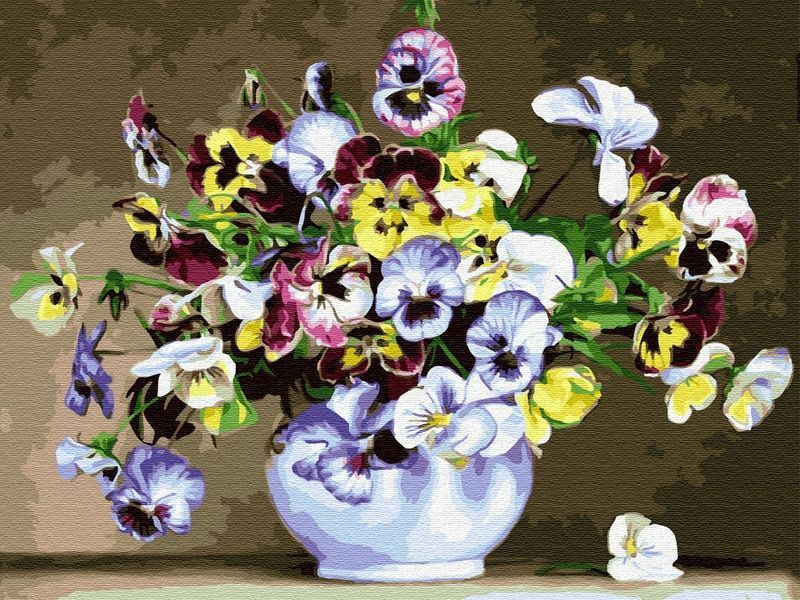 Картина по номерам 40х50 Бузин. Анютины глазки (24 цвета)