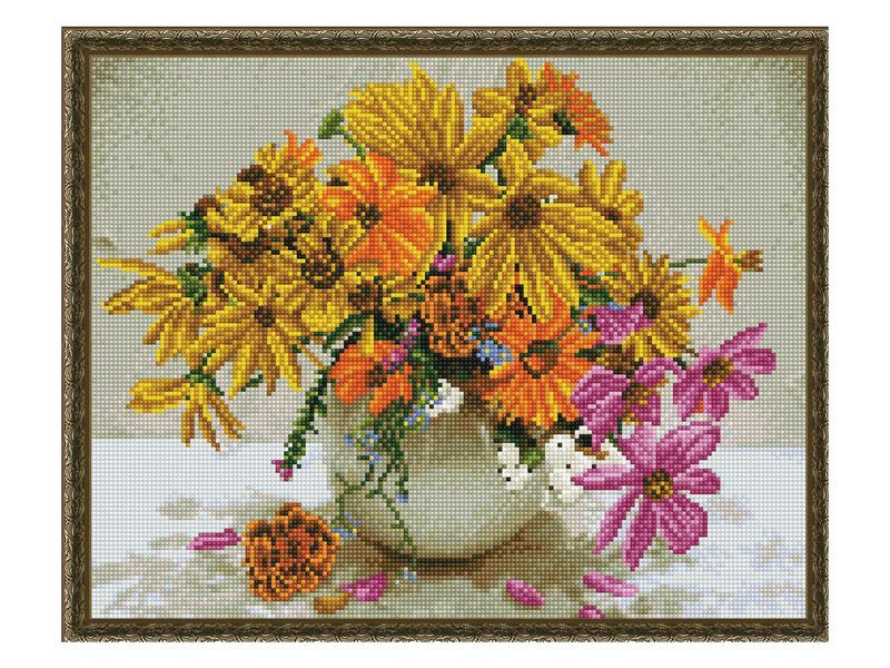 Картина мозаикой с нанесенной рамкой 40х50 КРАСКИ ЛЕТА (36 цветов)