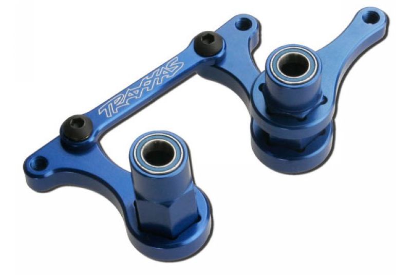 Steering bellcranks, drag link (blue-anodized T6 aluminum)/ 5x8mm ball bearings (4) hardware (assemb