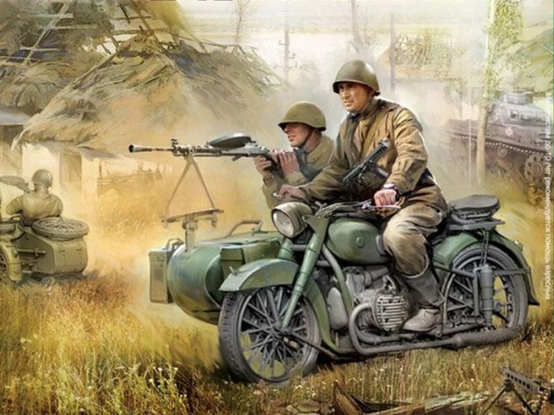 Сборная модель. Мотоцикл М-72. 1/35.