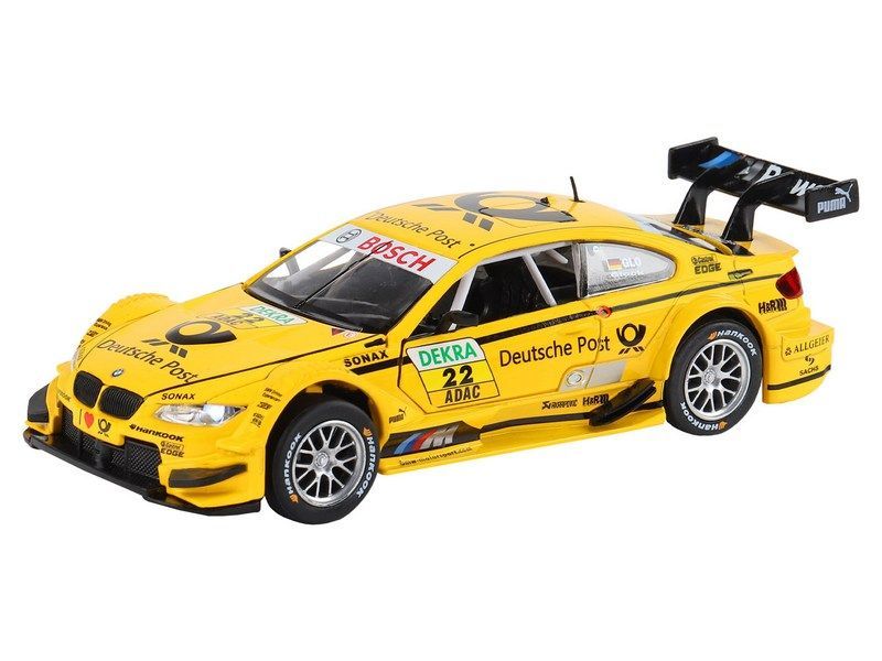Машина ''АВТОПАНОРАМА'' BMW M3 DTM, желтый, 1/32, свет, звук, инерция, в/к 17,5*13,5*9 см