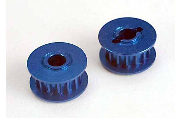 Pulleys, 15-groove (front/ rear) (blue-anodized, light-weight aluminum) (2)/flanges (2)