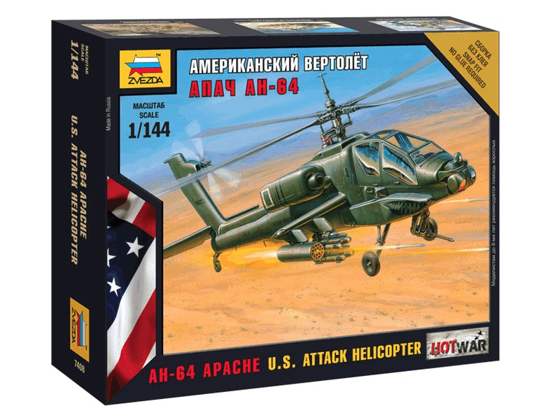 Сборная модель ZVEZDA Американский вертолёт Апач, 1/144