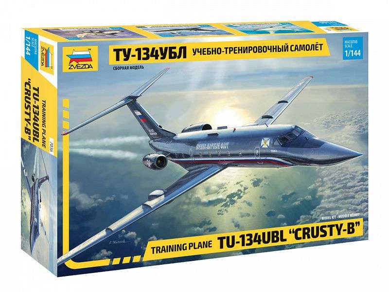 Сборная модель ZVEZDA Учебно-тренировочный самолёт ТУ-134УБЛ, 1/144