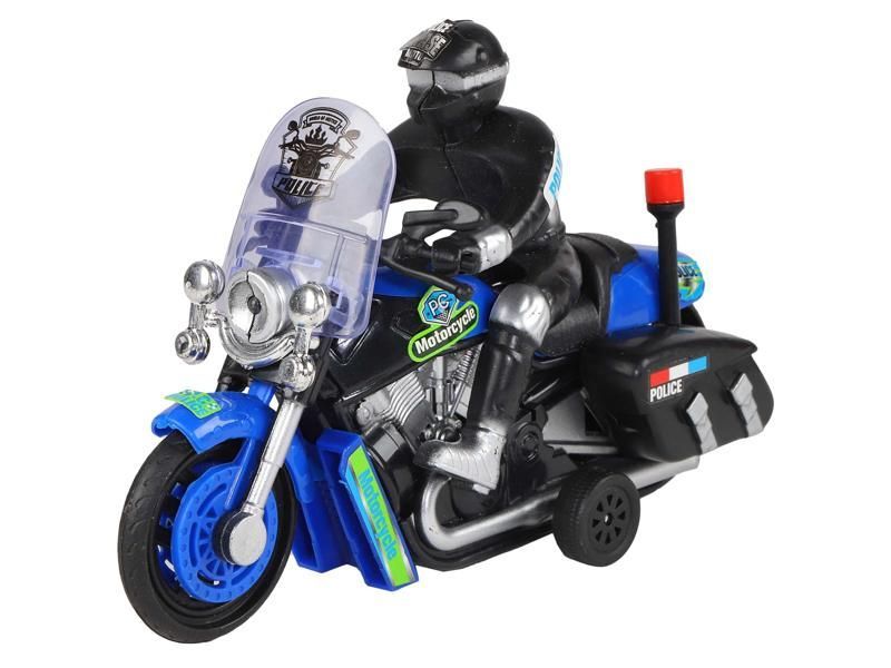 Мотоцикл AUTODRIVE Полиция 15см инерц. на бат. со светом и звуком, синий,  в/к 17,5*14*6,5, ,