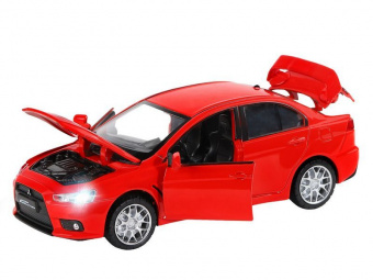 Машина АВТОПАНОРАМА Mitsubishi Lancer Evolution, 1/32, красный, свет, звук, в/к 17,5*12,5*6,5 см
