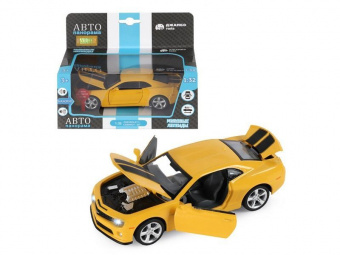 Машина ''АВТОПАНОРАМА'' Chevrolet Camaro SS, желтый, 1/32, свет, звук, инерция, в/к 17,5*13,5*9 см