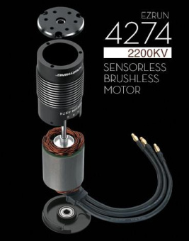 Бесколлекторная бессенсорная система Ezrun COMBO-MAX8 / XT90-4274 / 2200KV для моделей масштаба 1:8