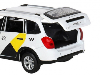Машина ''АВТОПАНОРАМА'' Яндекс.Такси LADA GRANTA CROSS, белый, 1/24, свет, звук, в/к 24,5*12,5*10,5см