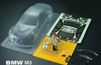 Кузов BMW M3 не окрашенный с отражателями, спойлерами и комплектом стайлинга 1:10