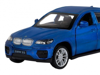 Машина АВТОПАНОРАМА BMW X6, 1/43, синий, инерция, откр. двери, в/к 17,5*12,5*6,5 см