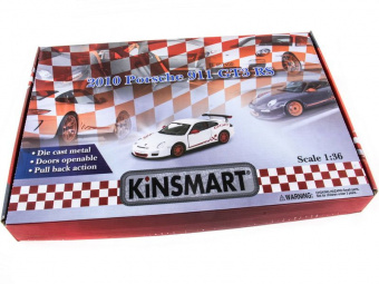 Машина Kinsmart 1:36 Porche 911 GT3 RS 2010 инерция (1/12шт.) б/к