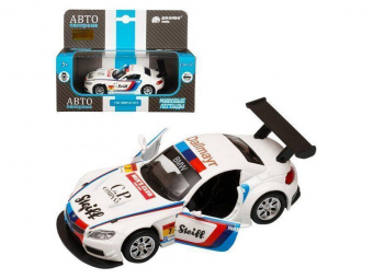 Машина АВТОПАНОРАМА BMW Z4 GT3, 1/38, белый, инерция, откр. двери, в/к 17,5*12,5*6,5 см