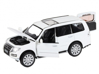 Машина ''АВТОПАНОРАМА'' Mitsubishi Pajero 4WD Tubro, белый, 1/33, свет, звук, в/к 17,5*13,5*9 см
