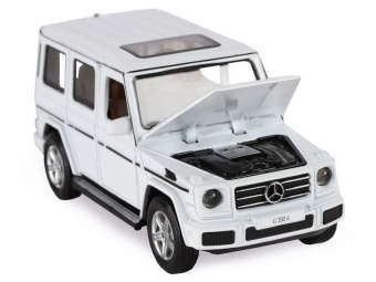 Машина АВТОПАНОРАМА Mercedes-Benz G350d, белый, 1/32, свет, звук, инерция, в/к 18*9*13,5 см