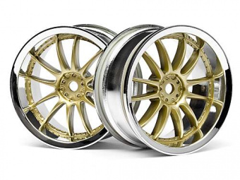 Диски туринг 1/10 - WORK XSA 02C (26mm CHROME/GOLD/ вынос 3mm) 2шт