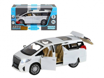 Машина ''АВТОПАНОРАМА'' Toyota Alphard, белый, 1/29, свет, звук, инерция, в/к 20*10*11 см