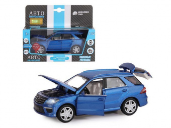 Машина ''АВТОПАНОРАМА'' Mercedes-Benz ML63 AMG, синий, 1/32, свет, звук, инерция, в/к 17,5*13,5*9 см