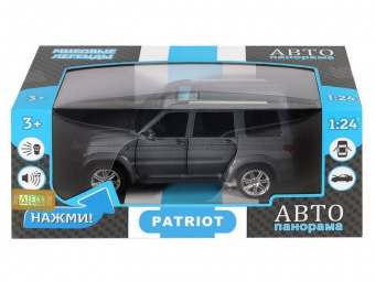 Машина ''АВТОПАНОРАМА'' УАЗ PATRIOT, темно-серый металлик, 1/26, свет, звук, в/к 24,5*12,5*10,5 см